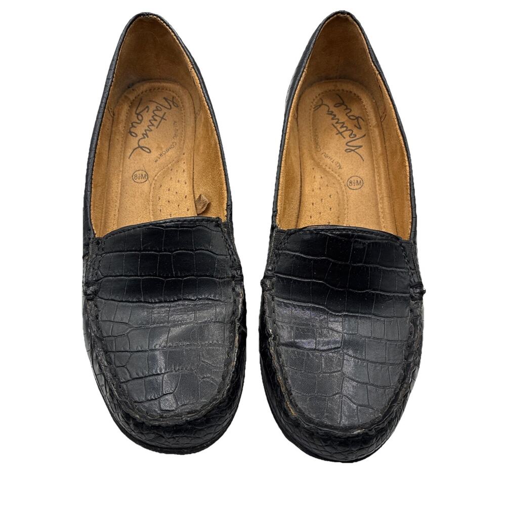 Women’s Natural Soul Black Leather Loafer Sz 8.5 M